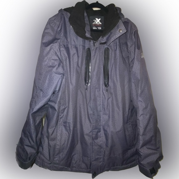 ZEROXPOSUR Mens Large Winter Hooded Grey Black Heavyweight Coat RN #117732 - Picture 3 of 7